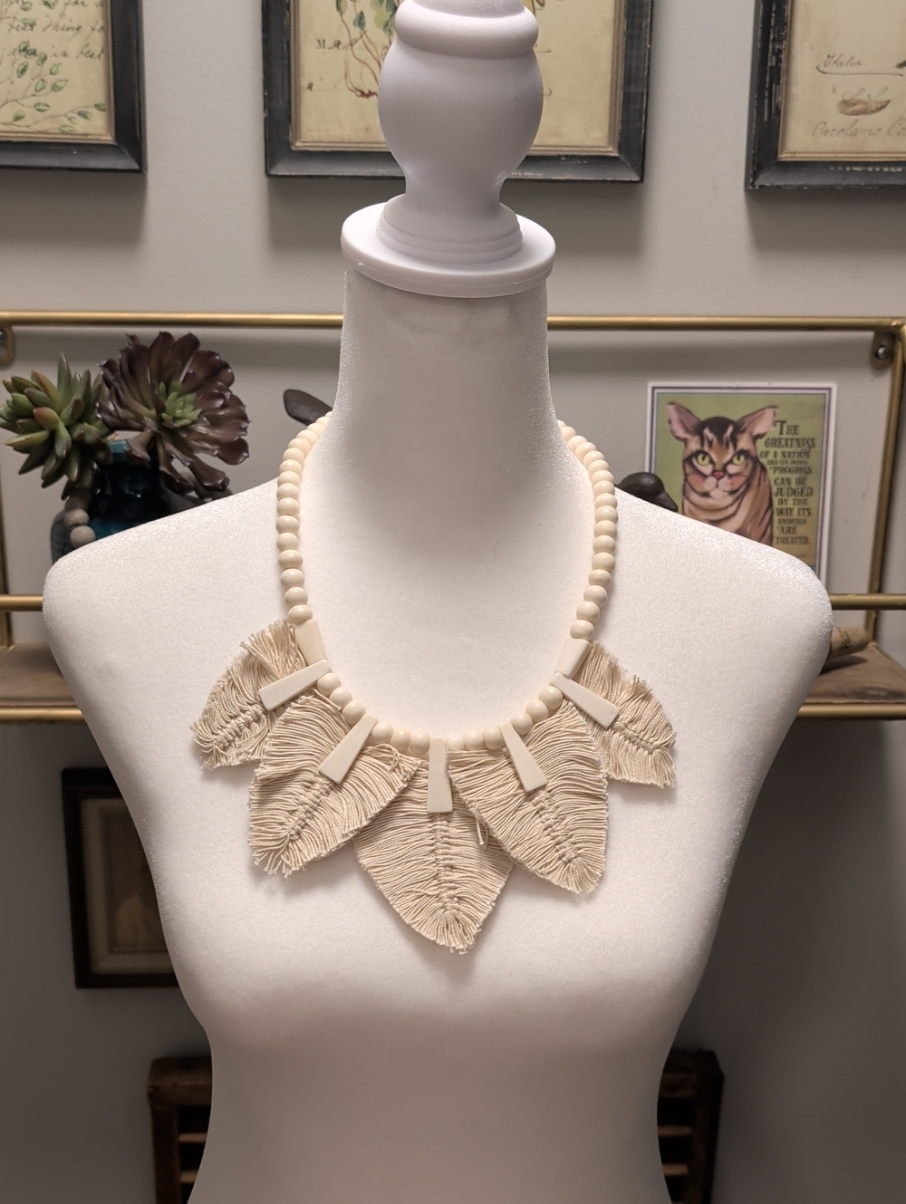 NOONDAY-Neutral Fringe Statement Indie Hippie Necklace -